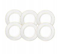 Wilmax - Lot de 6 assiettes à dessert - En porcelaine blanche - Avec motif doré - Diamètre : 18 cm - Passe au lave-vaisselle