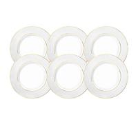 Wilmax - Lot de 6 assiettes à dessert - En porcelaine blanche - Avec motif doré - Diamètre : 25,5 cm - Passe au lave-vaisselle