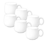 Wilmax - Lot de 6 tasses à thé et à café - 400 ml - En porcelaine - Avec poignées - Pour thé, café, cappuccino - Blanc