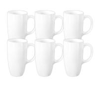 Wilmax - Lot de 6 tasses à thé et à café - 630 ml - En porcelaine - Avec poignées - Pour thé, café, cappuccino - Blanc