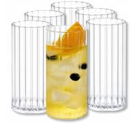 Wilmax - Verres en verre cannelé - Lot de 6-300 ml - Verres pour eau, jus, limonade, thé, café glacé, cocktails - Verres à eau - Verres à jus - Lavables au lave-vaisselle