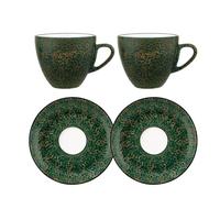 Wilmax - Mug à café en porcelaine - Tasse à café pistache et verte 300 ml avec soucoupe 15 cm - Tasse pour thé, café, cappuccino - Tasses en porcelaine