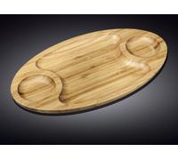 Wilmax plat de service en bambou à 3 compartiments, 50,5x28 cm, WL-771198/A