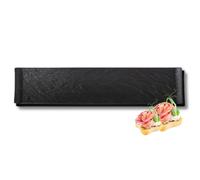 Wilmax - Plat de service en porcelaine - Imitation pierre naturelle - Pour sushis, charcuterie, fromage - Sûr - Résistant aux rayures - Lavable au lave-vaisselle - Idée cadeau - Noir