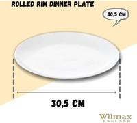 Wilmax plat en porcelaine, rond avec bord roulé, 30,5 cm, WL-991024/A