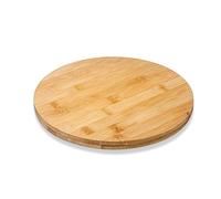 WILMAX - PLATEAU TOURNANT 33 X 4 CM - Plateau en bois - de service en bambou - Planche à découper - Cloche à fromage - Planchette - à petit-déjeune, de cuisine - Planche à découper