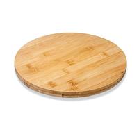 WILMAX - Plateau TOURNANT 35,5 X 4 CM - Plateau en Bois, de Service en Bambou - Planche à découper - Cloche à Fromage - Planchette à Petit-déjeuner - Planche de Cuisine, à découper