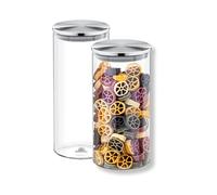 WILMAX Lot de 2 récipients en verre avec couvercle en métal et couvercle à visser - Passent au lave-vaisselle - 1300 ml