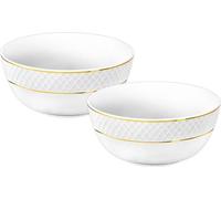 Wilmax - Lot de 2 bols à salade - Ø 14 cm - Porcelaine - Bol blanc avec motif doré - 600 ml - Pour collations, salade - Élégant et résistant aux rayures - Idéal comme cadeau