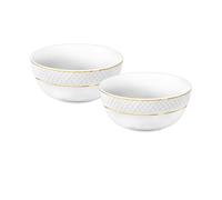 Wilmax - Saladiers - 2 pièces - Ø 12 cm - Porcelaine - Bol blanc - Bol avec motif doré - 380 ml - Pour les snacks, la salade - Élégant et résistant aux rayures - Idéal comme cadeau