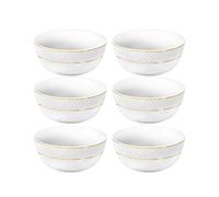Wilmax - Saladiers - 6 pièces - Ø 12 cm - Porcelaine - Bol blanc - Bol avec motif doré - 380 ml - Pour les snacks, les salades - Élégant et résistant aux rayures - Idéal comme cadeau