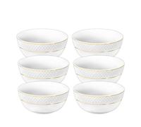 Wilmax - Saladiers - 6 pièces - Ø 16 cm - Porcelaine - Bol blanc - Bol avec motif doré - 930 ml - Pour les collations, les salades - Élégant et résistant aux rayures - Idéal comme cadeau
