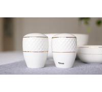Wilmax salière & poivrière set avec lignes dorées - blanc & or - WL-880102555/SP