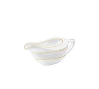 Wilmax - Saucière en porcelaine avec motif doré - 230 ml - Blanc - Saucière avec anse - pour sauce, vinaigrette, crème, bouillon - Pot à lait avec bec verseur