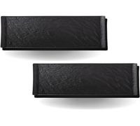 Wilmax - Plat de service en porcelaine - Lot de 2 pièces - Imitation pierre naturelle - Pour sushis, charcuterie, fromage - Résistant aux rayures - Lavable au lave-vaisselle - Idée cadeau - Noir