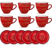 Wilmax set de tasses à café et à thé avec soucoupes, 6 pièces, WL-669236/AB6