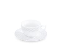 Wilmax Lot de 6 tasses à cappuccino avec soucoupes - Service à café et service à thé - Tasses à café - Pour café - Pour thé - Pour desserts - Coffret cadeau - Blanc - 170 ml