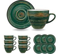 Wilmax set de tasses avec soucoupes, 6 pièces, vert - WL-669536/AB6