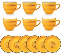 Wilmax Tasses à café & soucoupes Lot de 6 75 ml Coloré WL-669433/AB6
