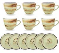 Wilmax Tasses à café & soucoupes Set 6 pièces 190 ml Porcelaine WL-669135/AB6