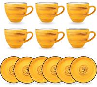 Wilmax tasses à café & soucoupes, set de 6, 110 ml porcelaine, WL-669434/AB6