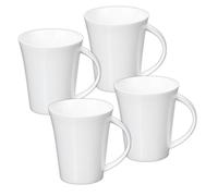 Wilmax - Tasses à thé et à café - Lot de 4-380 ml - Tasses à café en porcelaine - Lot pour thé, cappuccino - porcelaine - Blanc