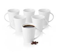 Wilmax - Tasses à thé et à café - Lot de 6-380 ml - Tasse à café en porcelaine - Lot pour thé, cappuccino - porcelaine - Blanc