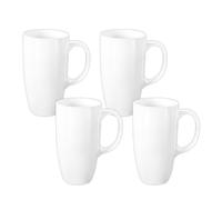 Wilmax - Tasses à thé et tasses à café - Lot de 4-630 ml - Tasses à café en porcelaine - Lot pour thé, café, cappuccino - porcelaine - Blanc