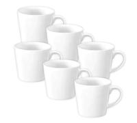 Wilmax - Tasses à thé et tasses à café - Lot de 6-280 ml - Tasses à café en porcelaine - Set pour thé, café, cappuccino - porcelaine - Blanc
