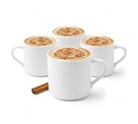 Wilmax - Tasses à thé & tasses à café - Lot de 4 - 320ml - Tasses en porcelaine - Ensemble de tasses - Tasse pour thé, café, cappuccino - Tasses en porcelaine avec poignées - Blanc