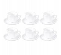 Wilmax - Tasses avec soucoupes - Lot de 6-110 ml - porcelaine - Blanc - Service de table pour 6 personnes - Set de tasses pour café, thé, desserts et à thé