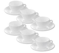 Wilmax - Tasses avec soucoupes - lot de 6-80 ml - Tasses à café en porcelaine - Blanc - Service de table pour 6 personnes - Set de tasses pour café, thé, desserts