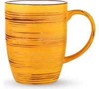 Wilmax Tasses en porcelaine 460 ml Jaune avec poignée, set de 6, Spiral, WL-669437/A6