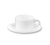 Wilmax - Tasses OLIVIA avec soucoupes - Lot de 2-160 ml - Tasses à café en porcelaine - Blanc - Service de table pour 2 personnes - Set de tasses pour café, thé, desserts et à thé