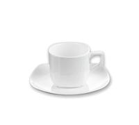 Wilmax - Tasses OLIVIA avec soucoupes - Lot de 2-200 ml - Tasses à café en porcelaine - Blanc - Service de table pour 2 personnes - Set de tasses pour café, thé, desserts et à thé