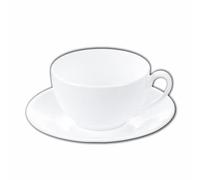 Wilmax - Tasses OLIVIA avec soucoupes - Lot de 6-250 ml - Tasses à café en porcelaine - Blanc - pour 6 personnes - Service de tasses pour thé, desserts