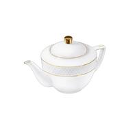 Wilmax - Théière avec motif doré - 900 ml - Cafetière en porcelaine - Service à thé de haute qualité - Idéal comme cadeau - Blanc - Pour café, thé - Ergonomique