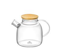 Wilmax - Théière en verre avec couvercle en bambou - 1200 ml - Infuseur pour thé en vrac - résistant à la chaleur - Théière en verre pour boissons chaudes et froides