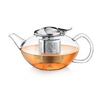 Wilmax - Théière en verre avec filtre -1050 ml - héière en verre pour fleurs de thé - pour thé en vrac - avec couvercle en acier inoxydable - Lavable au lave-vaisselle - Anti-goutte - Coffret cadeau