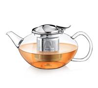 Wilmax - Théière en verre avec filtre - Théière - 1550 ml - Théière en verre pour fleurs de thé - Théière pour thé en vrac - Théière avec couvercle en acier inoxydable - Lavable au lave-vaisselle