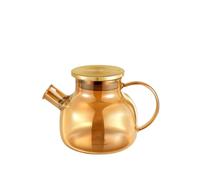 Wilmax - Théière en Verre de 950 ml avec Couvercle en Acier Inoxydable - Résistante à la Chaleur - Lavable au Lave-Vaisselle - Or