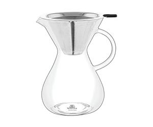 Wilmax - Théière et cafetière avec filtre permanent 500 ml - Théière en verre pour fleurs de thé - Cafetière pour un café filtre parfait - Cafetière en verre avec - Filtre en acier inoxydable