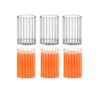 Wilmax - Verres en verre cannelé Lot de 6-200 ml - Verres pour eau, jus, limonade, thé, café glacé, cocktails - Verres à eau - Verres à jus - Lavables au lave-vaisselle