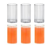Wilmax - Verres en verre cannelé Lot de 6-250 ml - Verres pour eau, jus, limonade, thé, café glacé, cocktails - Verres à eau - Verres à jus - Lavables au lave-vaisselle