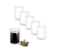 Wilmax - Verres thermiques - 100 ml - Lot de 6 - Verres à double paroi pour eau, thé, café, cocktails - Verres à thé et verres à café - Verres pour boissons chaudes et froides - Verres à eau
