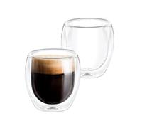 Wilmax - Verres thermiques à double paroi - Verres à latte macchiato à double paroi - 250 ml - Lot de 2 - Verres à café - Tasses à cappuccino, thé - Verres à boire