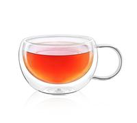 Wilmax - Verres thermiques avec anse - Lot de 2-250 ml - Verres à café à double paroi - Lot de verres à latte macchiato - Verres à cappuccino avec anse - Verres à thé - Verres à boire - Tasse thermo