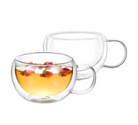 Wilmax - Verres thermiques avec anse - Lot de 2-300 ml - Verres à café à double paroi - Lot de verres à latte macchiato - Verres à cappuccino avec anse - Verres à thé - Verres à boire - Tasse thermo