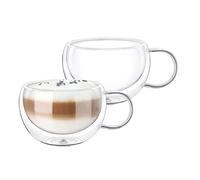 Wilmax - Verres thermiques avec anse - Lot de 2-300 ml - Verres à café à double paroi - Lot de verres à latte macchiato - Verres à cappuccino avec anse - Verres à thé - Verres à boire