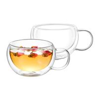 Wilmax - Verres thermiques avec anse - Lot de 2-400 ml - Verres à café à double paroi - Lot de verres à latte macchiato - Verres à cappuccino avec anse - Verres à thé - Verres à boire - Tasse thermo